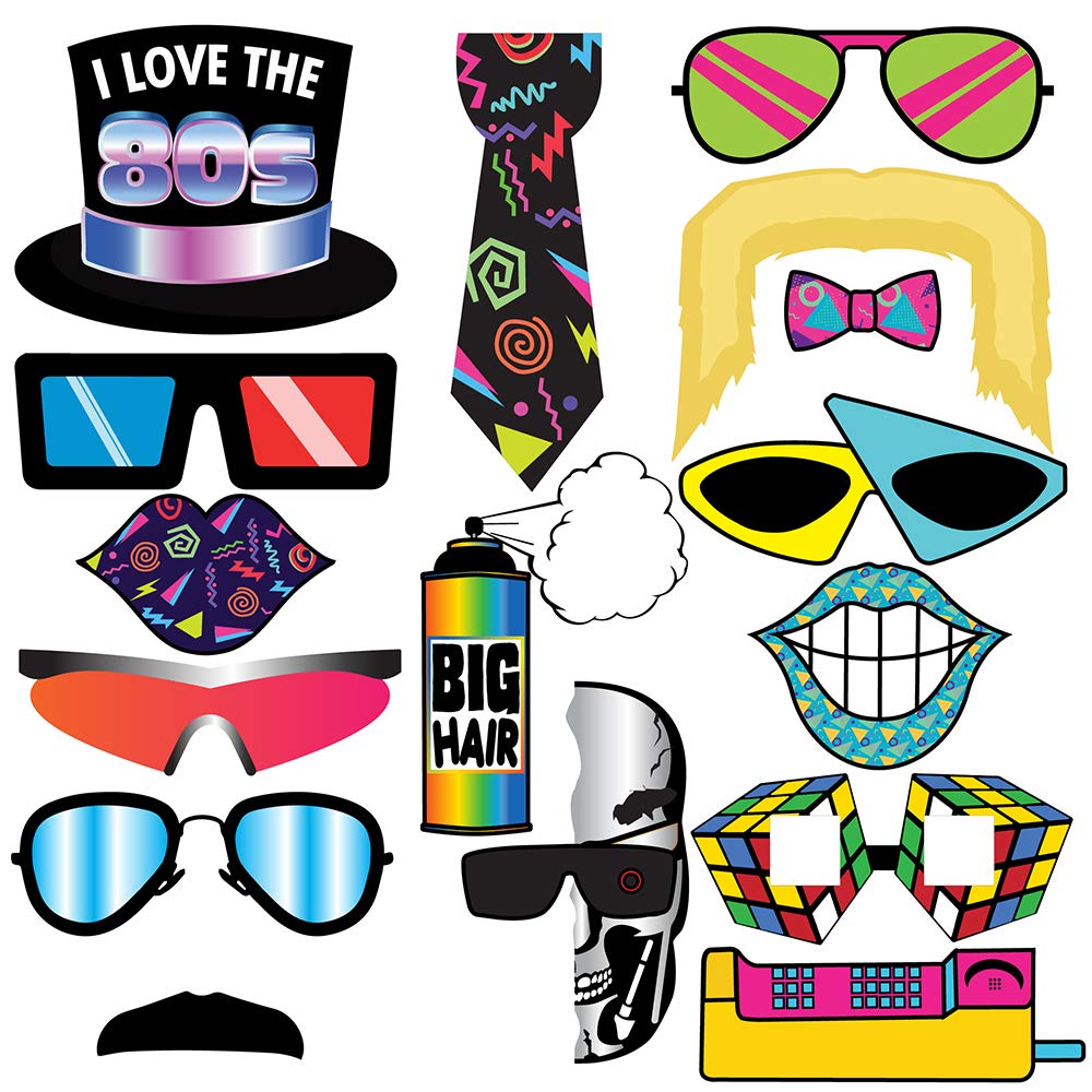 Amazon.com: Retro 80s Photo Booth Props - 37 Pieces - Funny 1980s